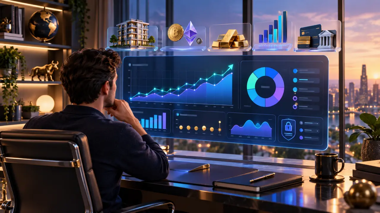 Tableau de bord financier Objectif Capital affichant plusieurs catégories d’actifs