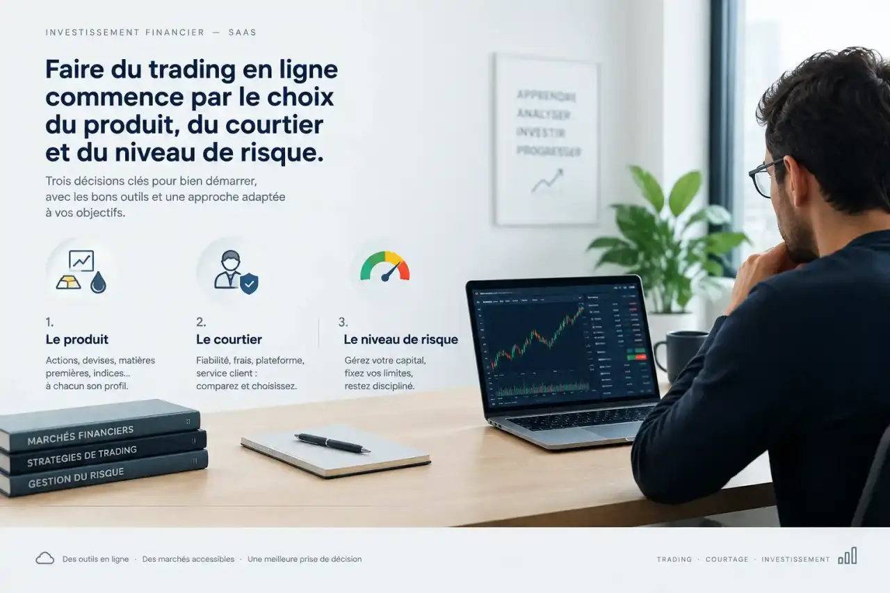 Faire du trading en ligne commence par le choix du produit, du courtier et du niveau de risque