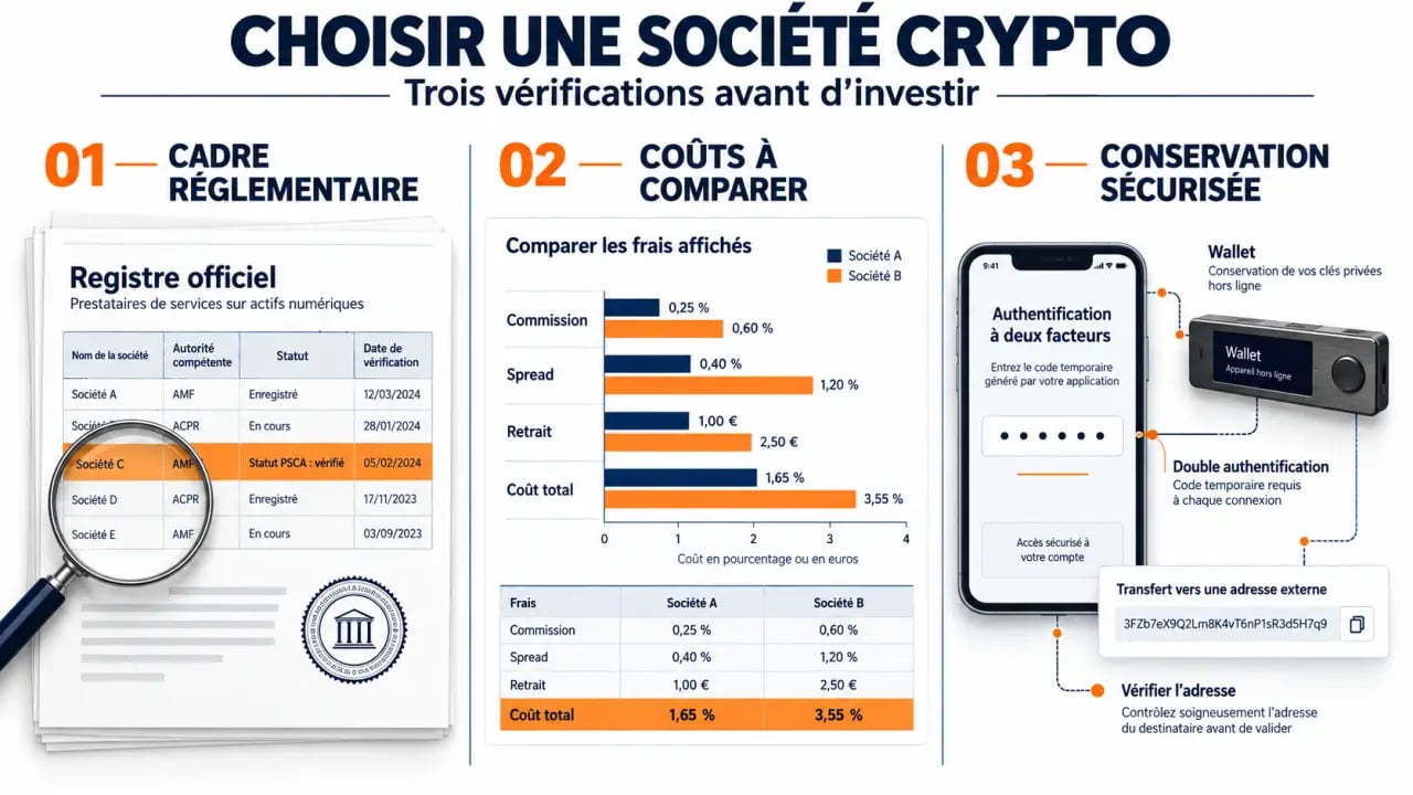 Société d'investissement crypto monnaie : vérifier la réglementation, les frais et la sécurité
